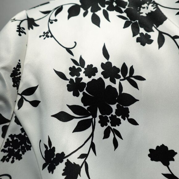 Dressbarn Oriental Jacket Womens Sz 14w Asian Style White w/ Black Floral Lined - Picture 16 of 16